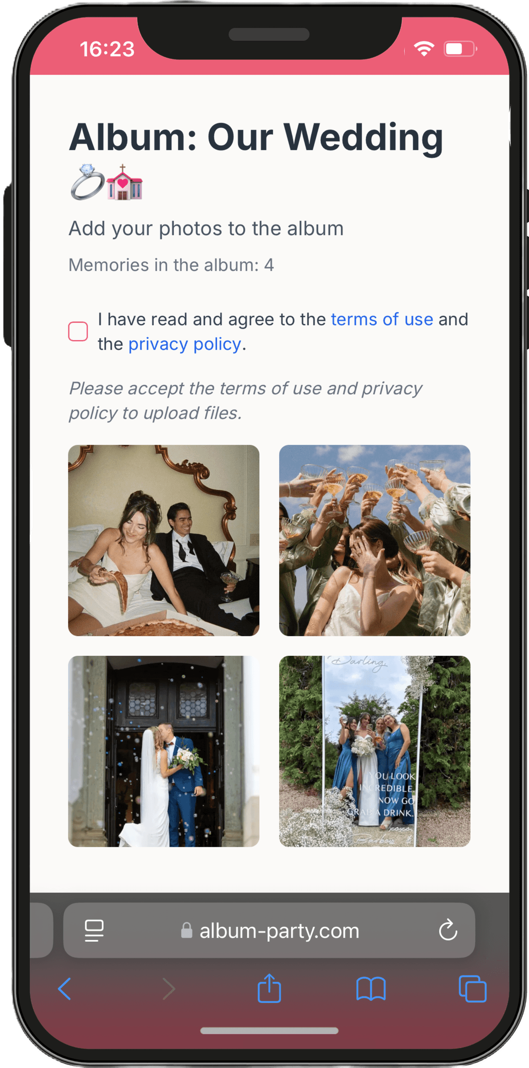 Photo album sharing on mobile